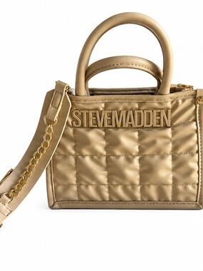 Steve Madden Metallic Gold Quilted Mini Satchel